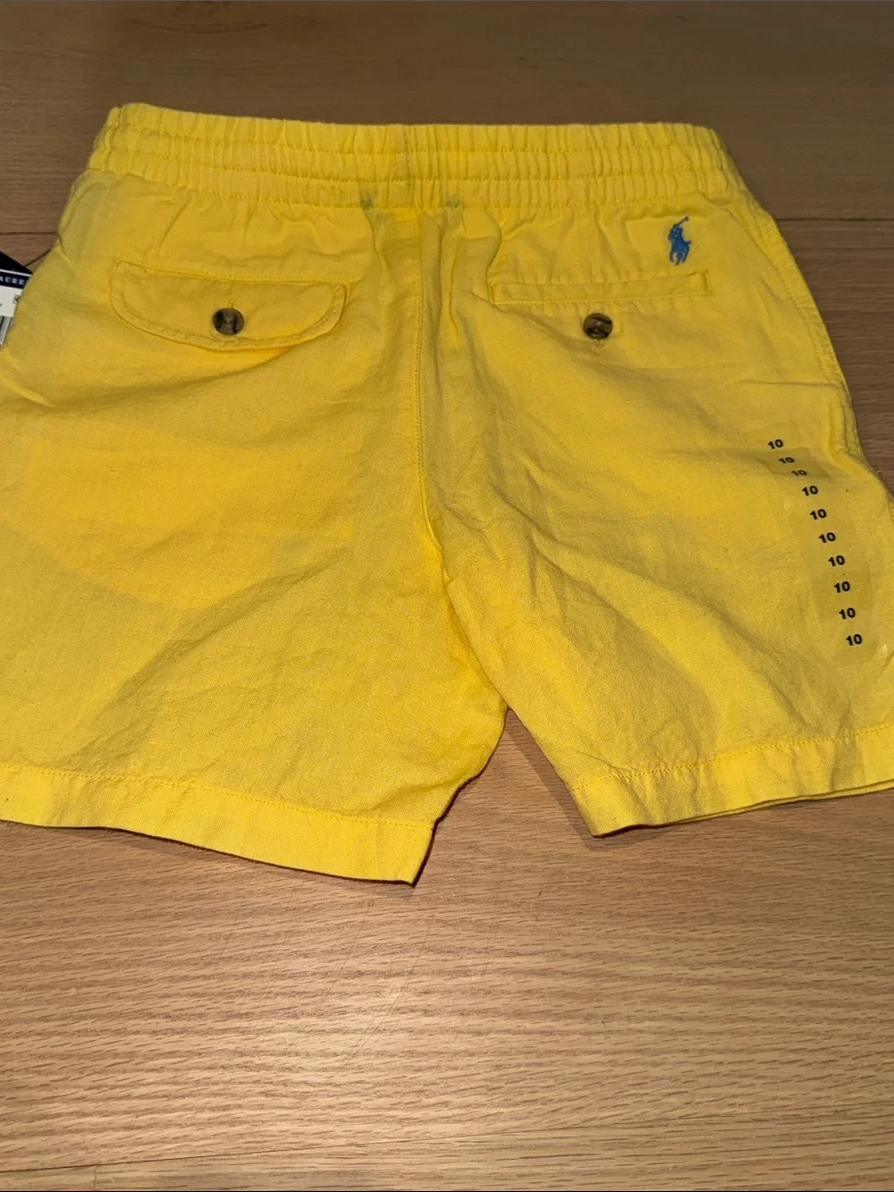 NWT Polo Ralph Lauren Bots Yellow Linen Blend Elastic Waist Shorts